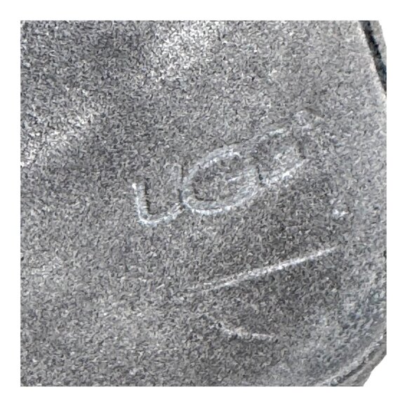 UGG Boots Women 6 Gray Leather Lynnea Fold Over Lined Wooden Clog Booties READ - Picture 4 of 12